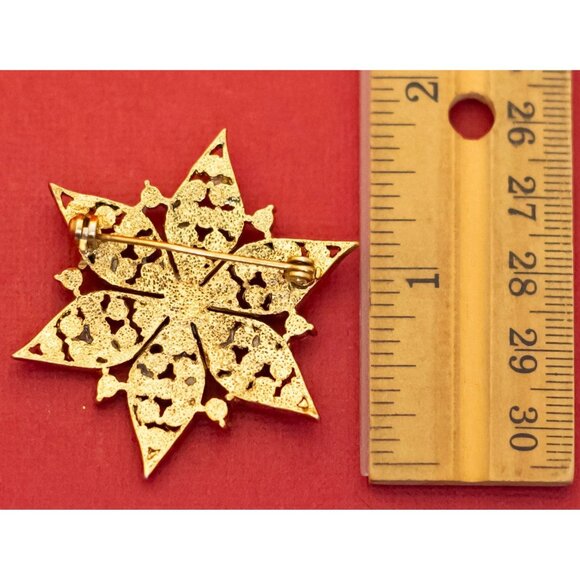 Vintage Art Nouveau Star Flower Rhinestones Elegant Brooch - F40 - Picture 2 of 2